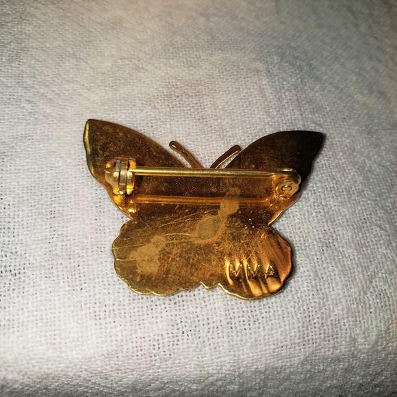 Beautiful Vintage Goldtone Cloisonne Butterfly Pin from MMA 1985 - Picture 3 of 3
